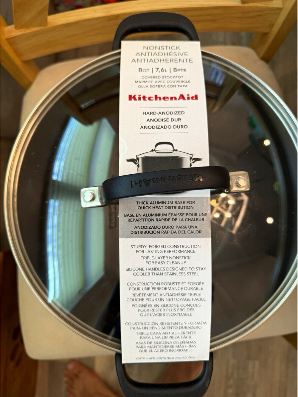 KitchenAid 8 Qt Hard Anodized Nonstick Stockpot w/Lid Onyx Black Brand New